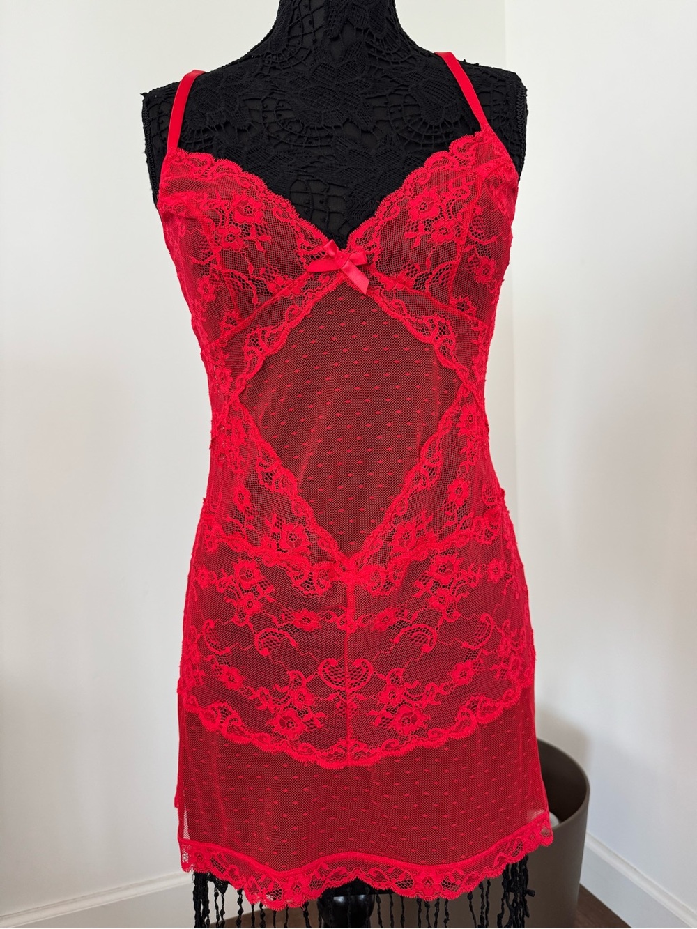 Victoria's Secret Red Lace Sheer Chemise